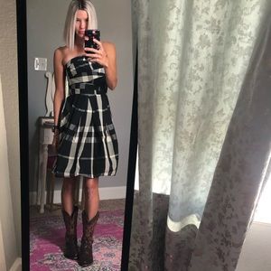 Zara Plaid Dress XS Strapless